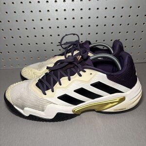 Adidas Barricade 13 Tennis Court Shoes Mens US 10.5 White Purple Sneakers JR1499